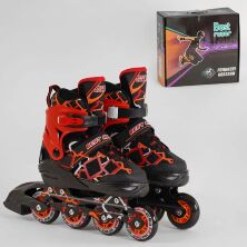 Дитячі Розсувні Ролики 1189-M Best Roller розмір 35-38 колеса PU / переднє колесо світло / чорно-червоні