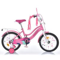 Дитячий двоколісний велосипед PROFI 16 дюймів MB 16051-1 WAVE з додатковими колесами, рожевий