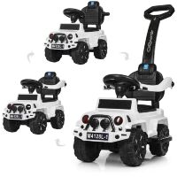 Дитяча машинка каталка-толокар Bambi 2 в 1 M 4121L-4 батьківська ручка музика світло синій