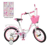 Дитячий двоколісний велосипед для дівчинки Profi Y1825-1 Butterfly з кошиком / колеса 18д / білий**