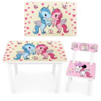 Дитячий стіл зі стільчиком Bambi BSM2K-19 Єдинороги рожеві
