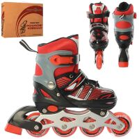 Розсувні дитячі ролики PROFI A 4139-SR алюмінієва рама/розмір 31-34 устілка 18.5 cм/колеса ПУ Червоні