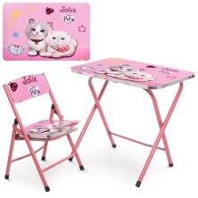 Дитячий столик зі стільчиком Bambi A19-CT Кошенята рожевий складаний**