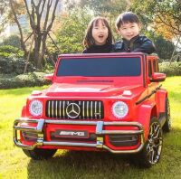 Дитячий електромобіль машина Джип M 4259EBLR-3 Mercedes 4WD двомісний, шкіряне сидіння, червоний