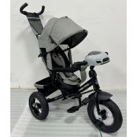 Триколісний велосипед-коляска TURBOTRIKE MT 1006-8 вільний хід коліс, пульт, світло, сумка, гальмо, сірий