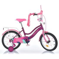 Дитячий двоколісний велосипед PROFI 16 дюймів MB 16052 WAVE з додатковими колесами, фіолетовий