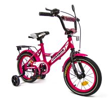 Дитячий двоколісний велосипед 14 дюймів 241401 Like2bike Sky з додатковими колесами, рожевий для дівчинки