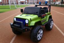 Дитячий двомісний електромобіль на управлінні Джип Jeep T-7843 на EVA колесах з MP3 / зелений