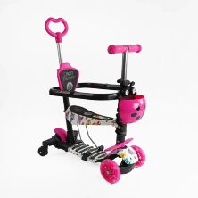 Дитячий триколісний самокат трансформер 5в1 Best Scooter LS-74050 з сидінням та бампером, рожевий