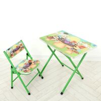 Дитячий складаний металевий столик зі стільчиком A19-bees / Малюнок "Бджілки" зелене**