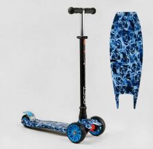 Дитячий триколісний самокат алюмінієвий Best Scooter MAXI S-10881 колеса світло / знімний кермо / синій
