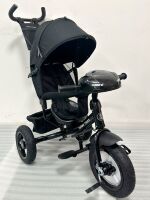 Триколісний велосипед-коляска TURBOTRIKE MT 1006-1 вільний хід коліс, пульт, світло, сумка, гальмо, чорний