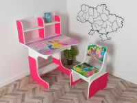 Дитяча парта шкільна растишка зі стільцем Принцеси Дісней, рожева 114