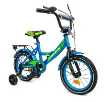Дитячий двоколісний велосипед 14 дюймів 241402 Like2bike Sky з додатковими колесами, синій для хлопчика