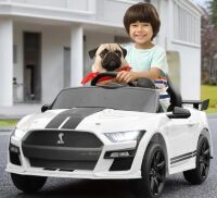 Дитячий одномісний електромобіль M 5778EBLR-1 Ford Mustang шкіряне сидіння, 2 мотори, білий