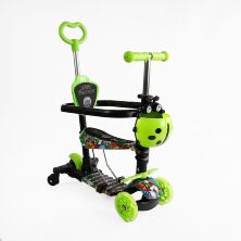 Дитячий триколісний самокат трансформер 5в1 Best Scooter LS-72300 з сидінням та бампером, салатовий