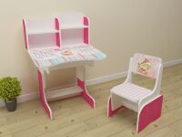 Дитяча парта регульована растишка зі стільчиком для дівчинки від 2 років до 14 років ЛДСП ПШ 063 Мишко рожева