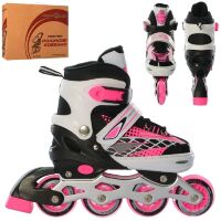 Дитячі розсувні ролики PROFI A4140-M-P алюмінієва рама/розмір 35-38 устілка 21 см/рожеві