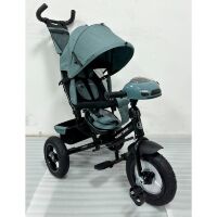 Триколісний велосипед-коляска TURBOTRIKE MT 1006-3 вільний хід коліс, пульт, світло, сумка, гальмо, м'ятний