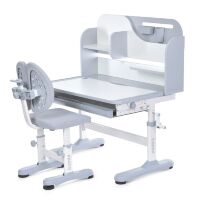 Дитяча регульована парта зі стільцем M 5801-11 металева, висувна полиця, сіра