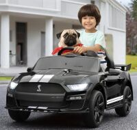 Дитячий одномісний електромобіль M 5778EBLR-2 Ford Mustang шкіряне сидіння, 2 мотори, чорний