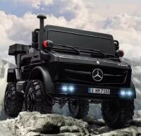 Дитячий двомісний електромобіль Джип M 5837EBLR-2(36V) Mercedes Unimog шкіряне сидіння, 3 акумулятори, чорний