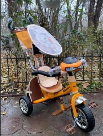 Велосипед дитячий триколісний Azimut BC-15 An Safari з фарою Єва колеса (помаранчевий)