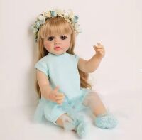 Вінілова лялька 55 см з гарним довгим волоссям та реалістичними очима Reborn Baby Doll