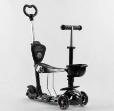 Дитячий триколісний самокат 5в1 Best Scooter 41405 з сидінням і батьківською ручкою / АБСТРАКЦІЯ чорний