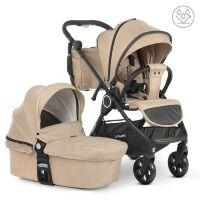 Універсальна дитяча коляска 2в1 EL CAMINO ME 1085 SAGA Denim Beige з прогулянковим блоком і люлькою Бежева