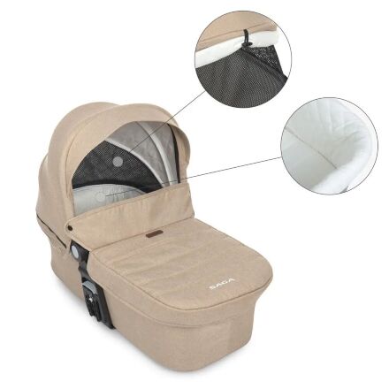 Універсальна дитяча коляска 2в1 EL CAMINO ME 1085 SAGA Denim Beige з прогулянковим блоком і люлькою Бежева