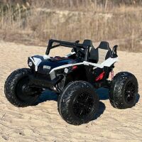 Дитячий електромобіль Джип 4WD M 4971EBLR-1(24V) Позашляховик двомісний, шкіряне сидіння, білий