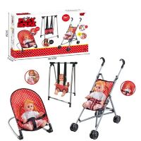 Ігровий набір для дівчинки CYD-220 лялька пупс стільчик для годування шезлонг манеж килимок люлька