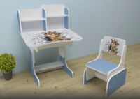 Дитяча парта шкільна растишка зі стільцем Жирафик, блакитна 116