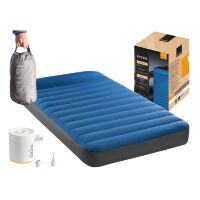 Надувний велюровий матрац для кемпінгу INTEX 64011 розмір 99-191-22см із USB насосом