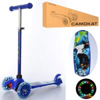 Самокат дитячий iTrike BB 3-040-DBL MINI сталь+пластик світяться колеса малюнок синій**