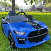 Дитячий одномісний електромобіль M 5778EBLR-4 Ford Mustang шкіряне сидіння, 2 мотори, синій