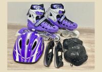 Набір Combo 2в1 ролики та ковзани для дорослих із захистом та шоломом фіолетові  Ice L (39-42)