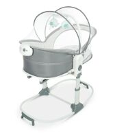 Дитяча люлька-качалка 6в1 8037 Шезлонг + Стільчик + Люлька-переноска / регулюється по висоті / льон м'ятний**