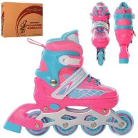 Розсувні дитячі ролики PROFI A 4140-S-PBL алюмінієва рама/розмір 31-34 устілка 18.5 cм/синьо-рожеві