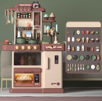 Велика інтерактивна ігрова дитяча кухня WD-P45-R45 ллється вода, пара, музика, світло (на батарейках) сіра