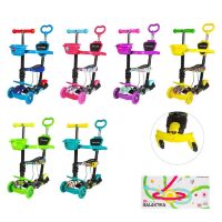 Самокат дитячий триколісний GS-0083 пластиковий з батьківською ручкою / бампером і кошиком (6 кольорів)