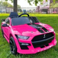 Дитячий одномісний електромобіль M 5778EBLR-8 Ford Mustang шкіряне сидіння, 2 мотори, рожевий