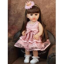 Музична вінілова лялька ручної роботи Reborn Doll з довгим гарним волоссям (музичний чіп, видає звуки)