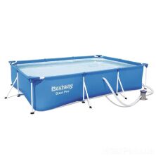 Каркасний прямокутний басейн BESTWAY 56411 розмір 300-201-66 см із фільтр-насосом