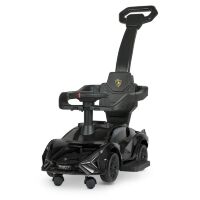 Дитяча каталка-толокар Машинка 2в1 M 5007-2 Lamborghini з батьківською ручкою й бампером Музика світло/Чорна