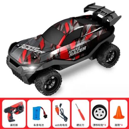 Дитяча Дрифт машинка на радіокеруванні зі змінними колесами та підсвічуванням 33633 Червона