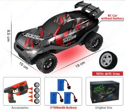 Дитяча Дрифт машинка на радіокеруванні зі змінними колесами та підсвічуванням 33633 Червона