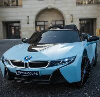Дитячий одномісний електромобіль Легковий Спорткар JE1001EBLR-4 BMW i8 шкіряне сидіння, блакитний