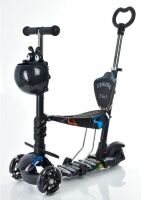 Самокат дитячий триколісний 5в1 (беговел) iTrike JR3-058-I-WP19 MAXI з кошиком і сидінням / чорний**